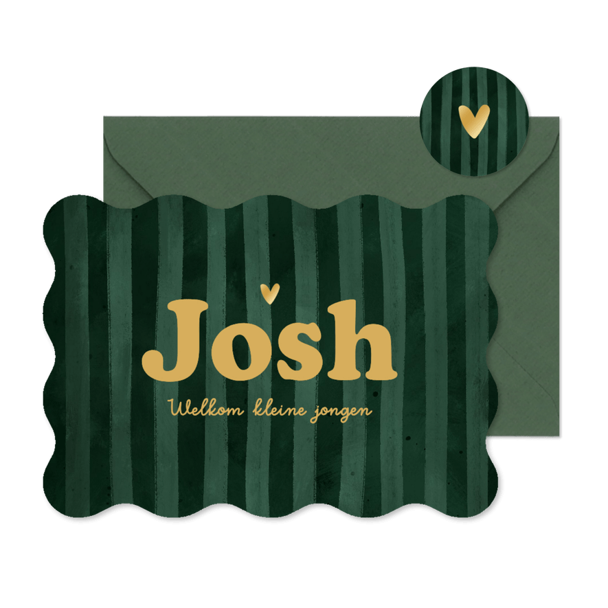 Wave vorm kaart geboortekaartje wave stoer gestreept goud - Kaartimpressie