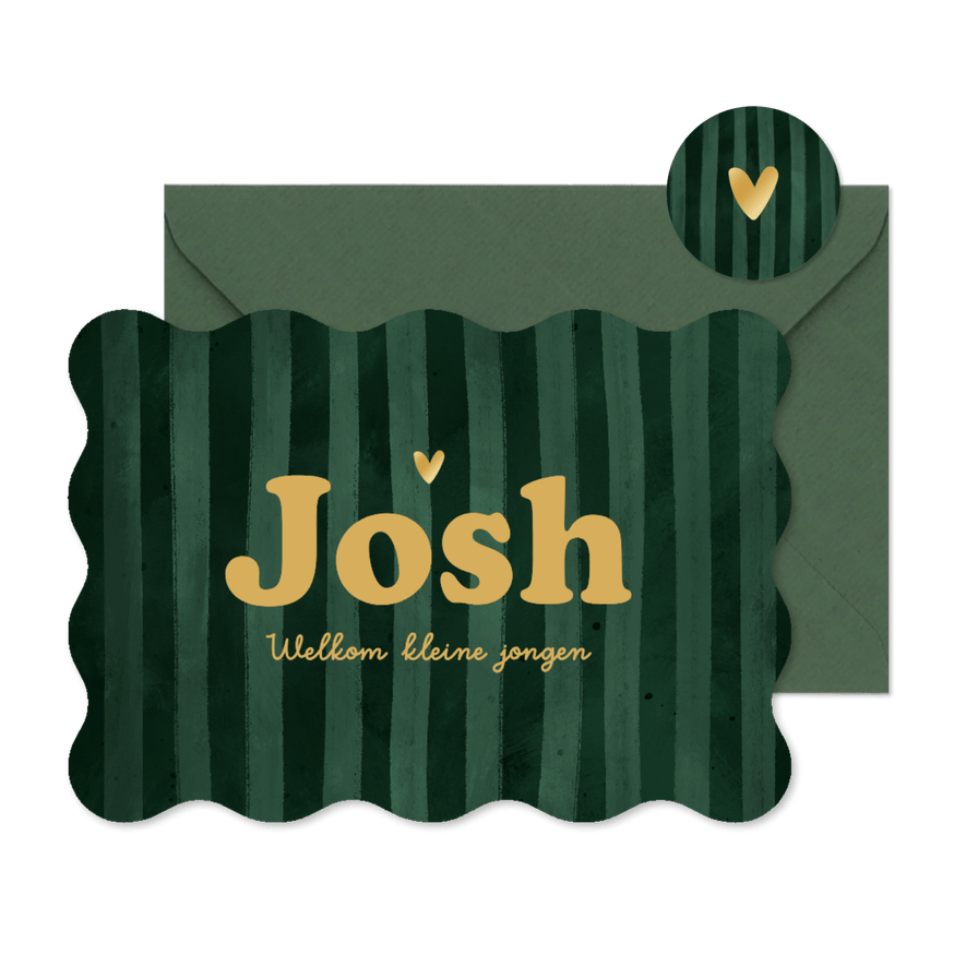 Wave vorm kaart geboortekaartje wave stoer gestreept goud - Kaartimpressie