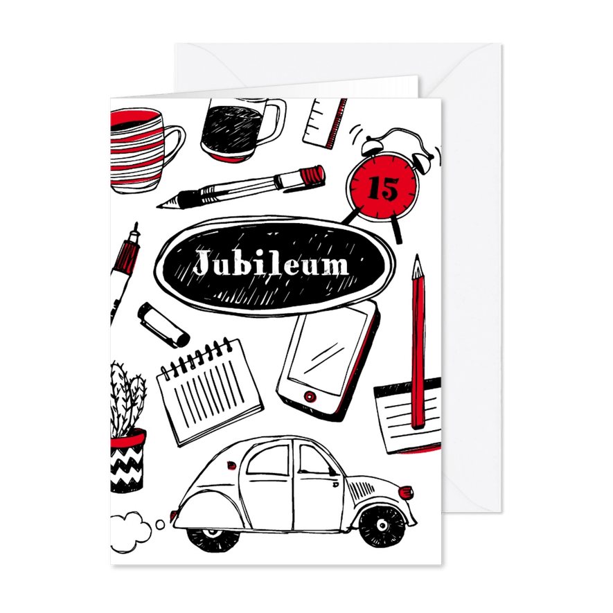 Werkjubileum felicitatie of uitnodiging - Kaartimpressie