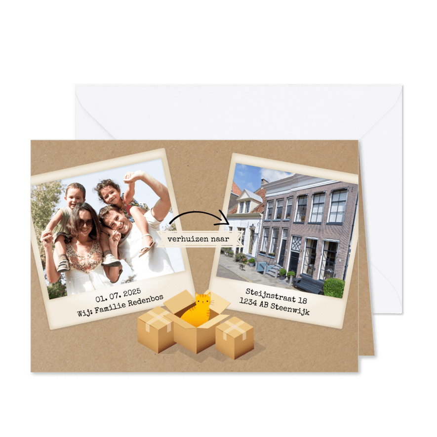 Wij verhuizen naar met 2 foto's - Kaartimpressie
