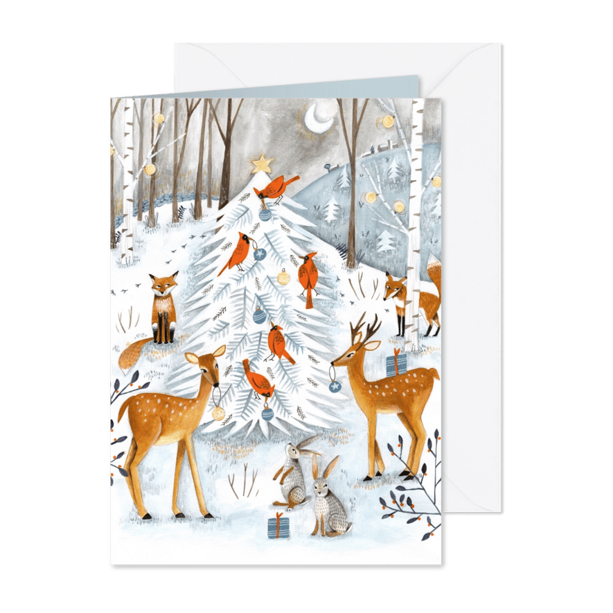 Winter wonderland dieren illustratie - Kaartimpressie