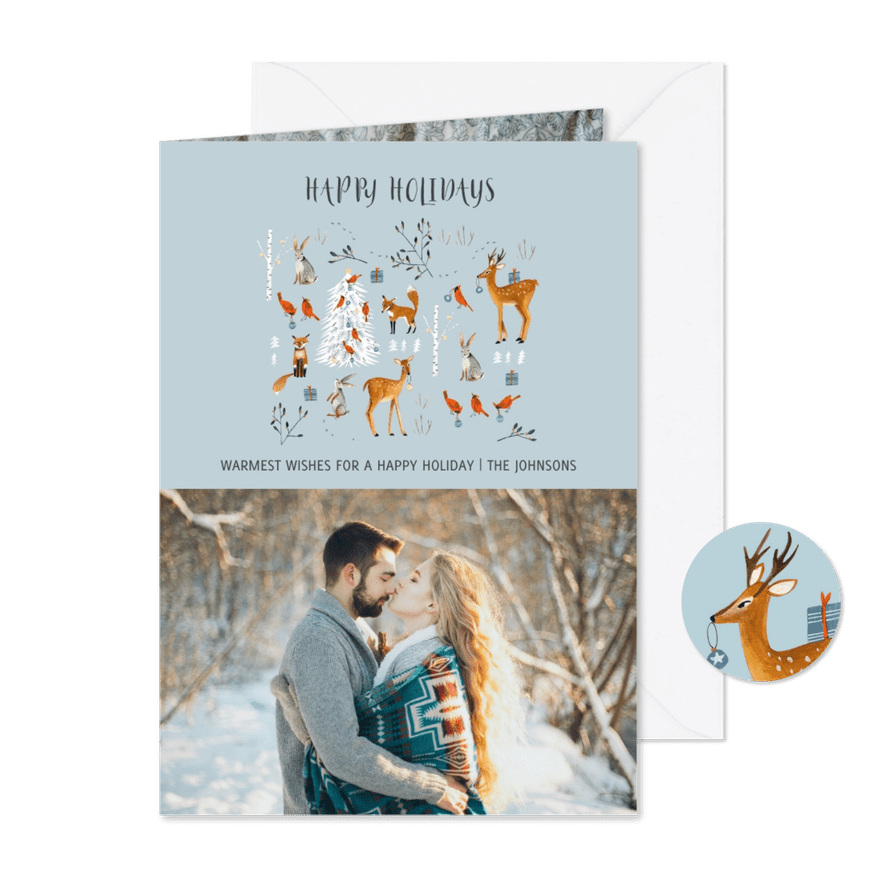 Winter Wonderland dieren kerstboom - Kaartimpressie