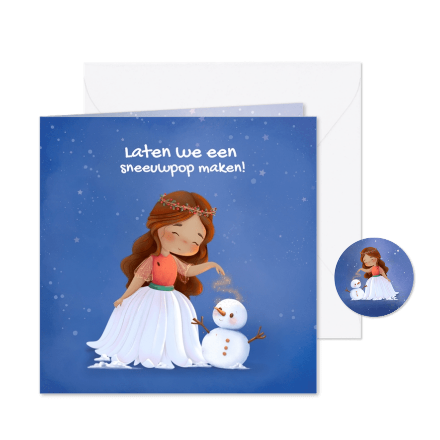 Winterkaart laten we een sneeuwpop maken - Kaartimpressie