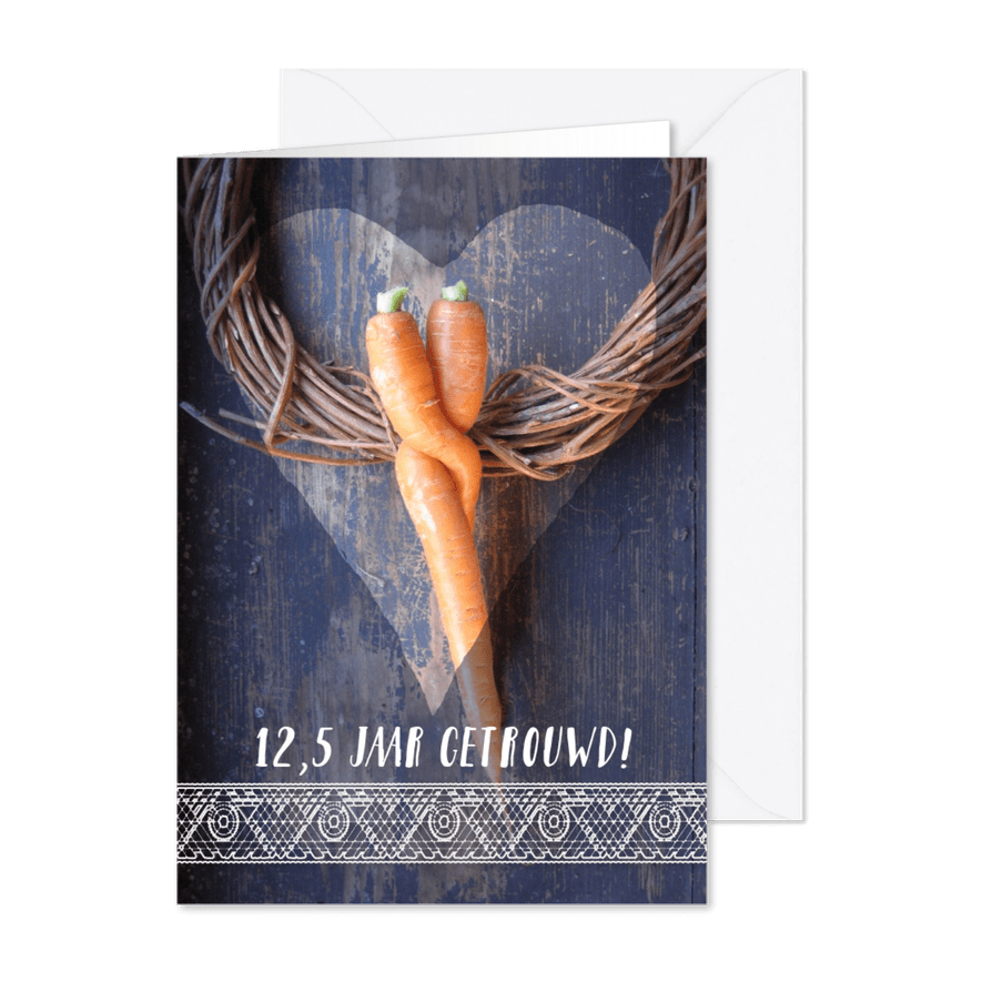 Wortel knuffel jubileumkaart - Kaartimpressie