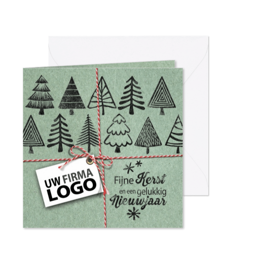 YVON kerstbomen stempel groen - Kaartimpressie