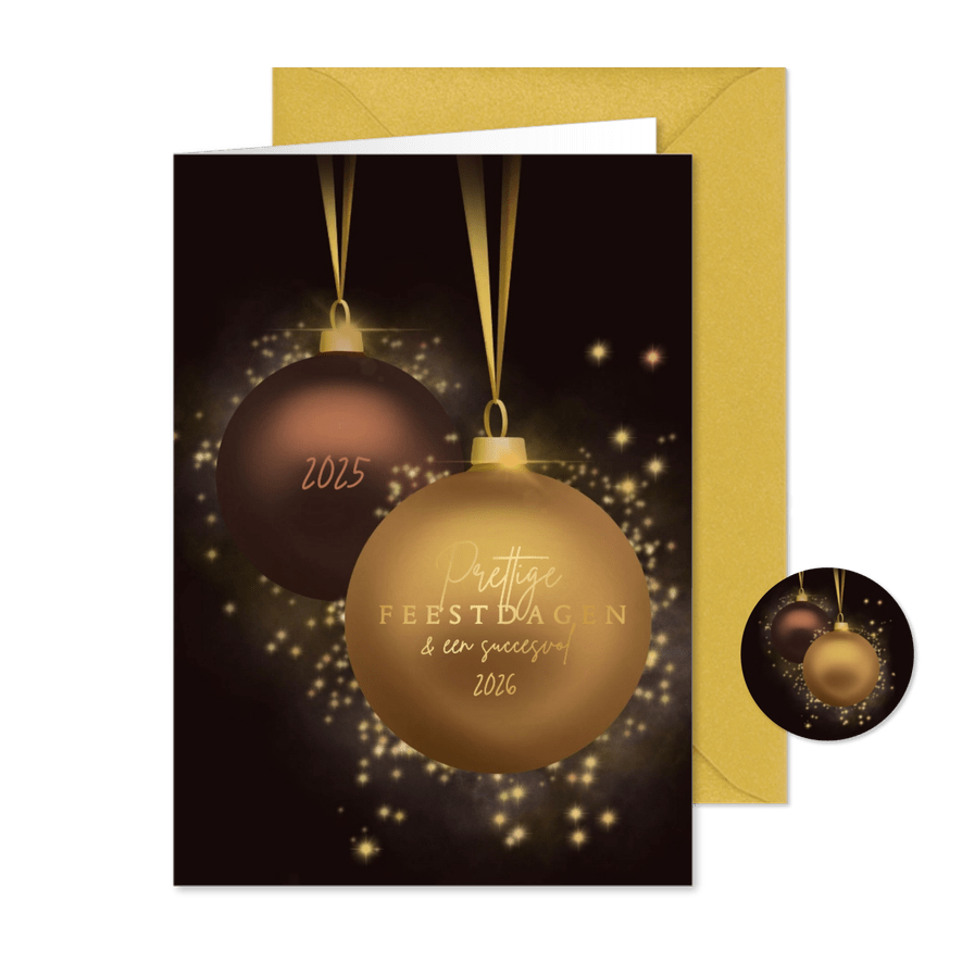 Zakelijk kerstkaart elegante kerstballen - Kaartimpressie