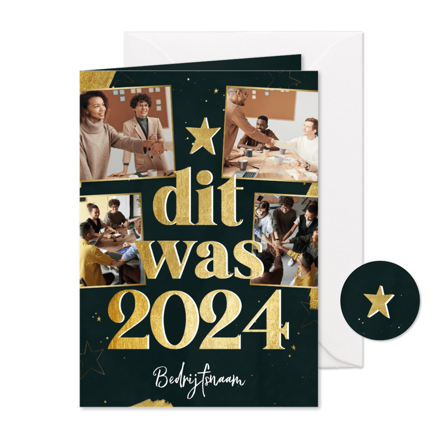 Zakelijk kerstkaartje fotocollage terugblik dit was 2024 - Kaartimpressie