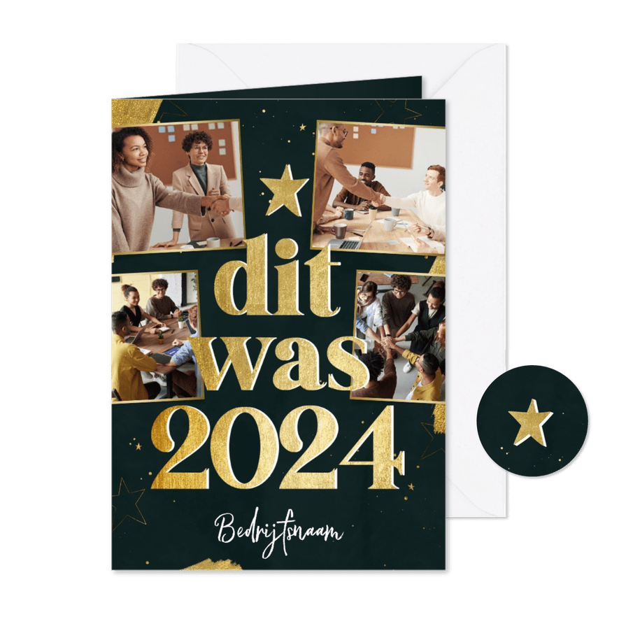 Zakelijk kerstkaartje fotocollage terugblik dit was 2025 - Kaartimpressie