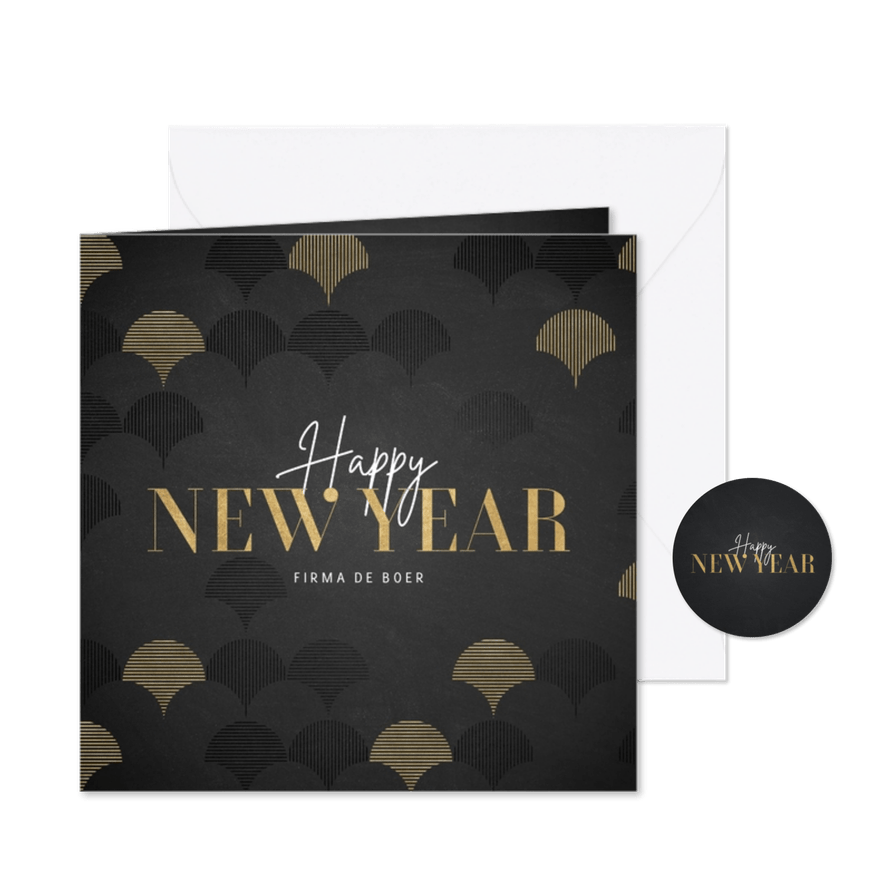 Zakelijk nieuwjaarskaart goud vintage patroon Happy New Year - Kaartimpressie