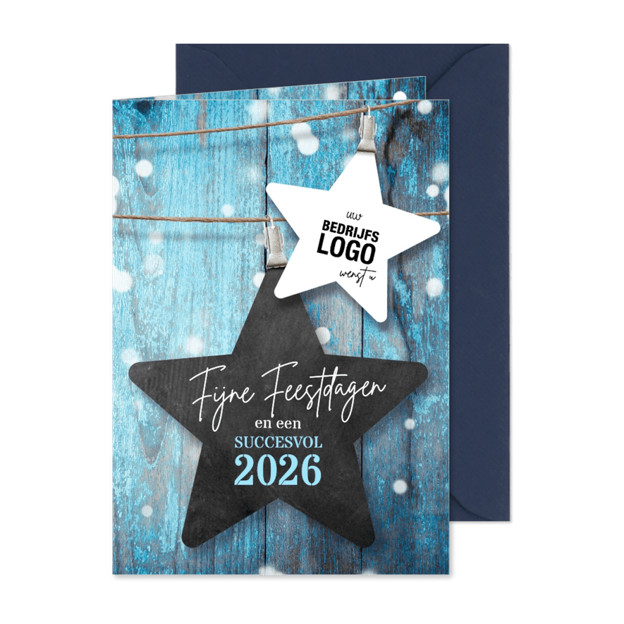 Zakelijke blauwe kerstkaarten 2027 - Kaartimpressie