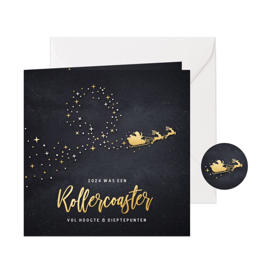 Zakelijke corona kerstkaart - rollercoaster jaar 2024 - Kaartimpressie