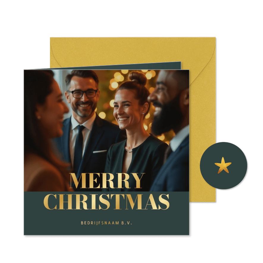 Zakelijke foto kerstkaart met aanpasbare tekst - Kaartimpressie