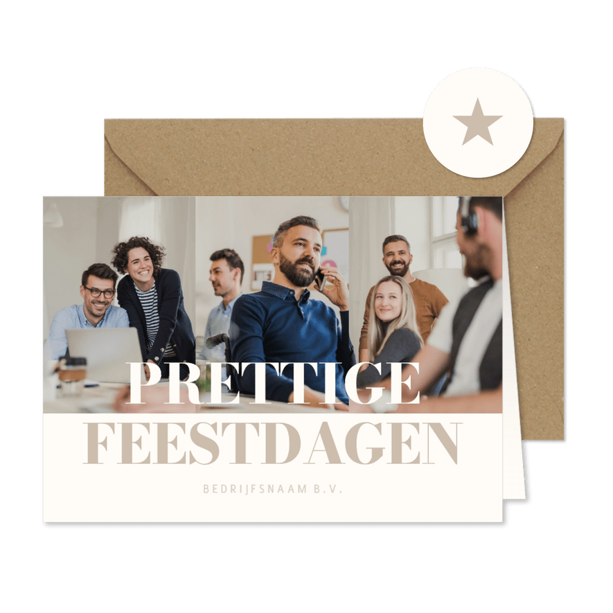 Zakelijke fotocollage kerstkaart met aanpasbare tekst - Kaartimpressie