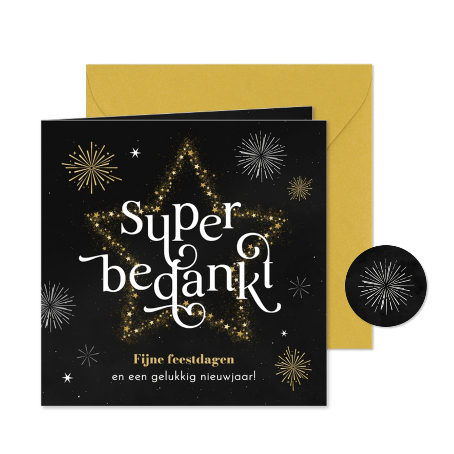 Zakelijke kerst en nieuwjaarskaart feestdagen super bedankt - Kaartimpressie