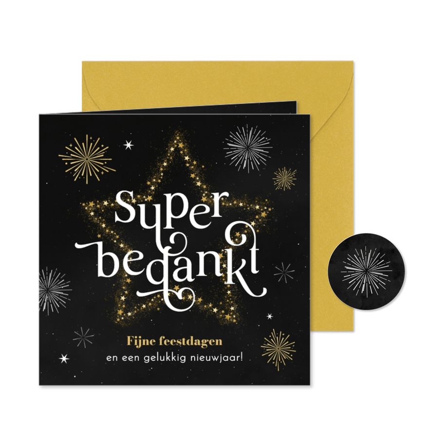 Zakelijke kerst en nieuwjaarskaart feestdagen super bedankt - Kaartimpressie