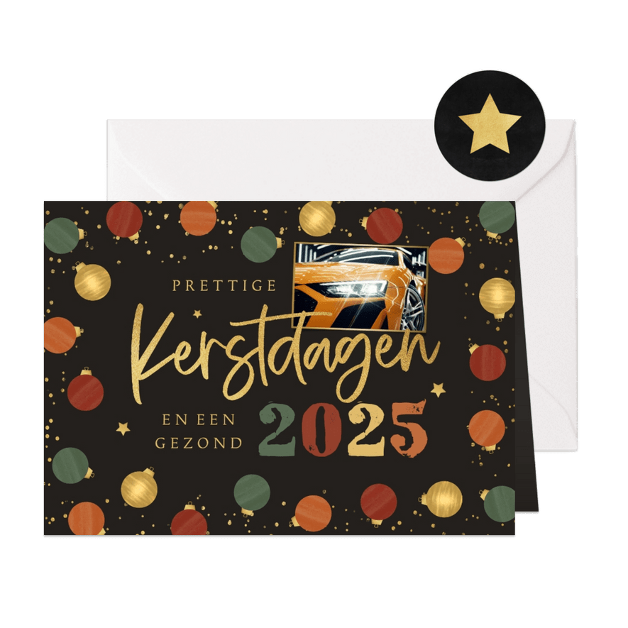 Zakelijke kerst en nieuwjaarskaart kerstballen goud foto - Kaartimpressie