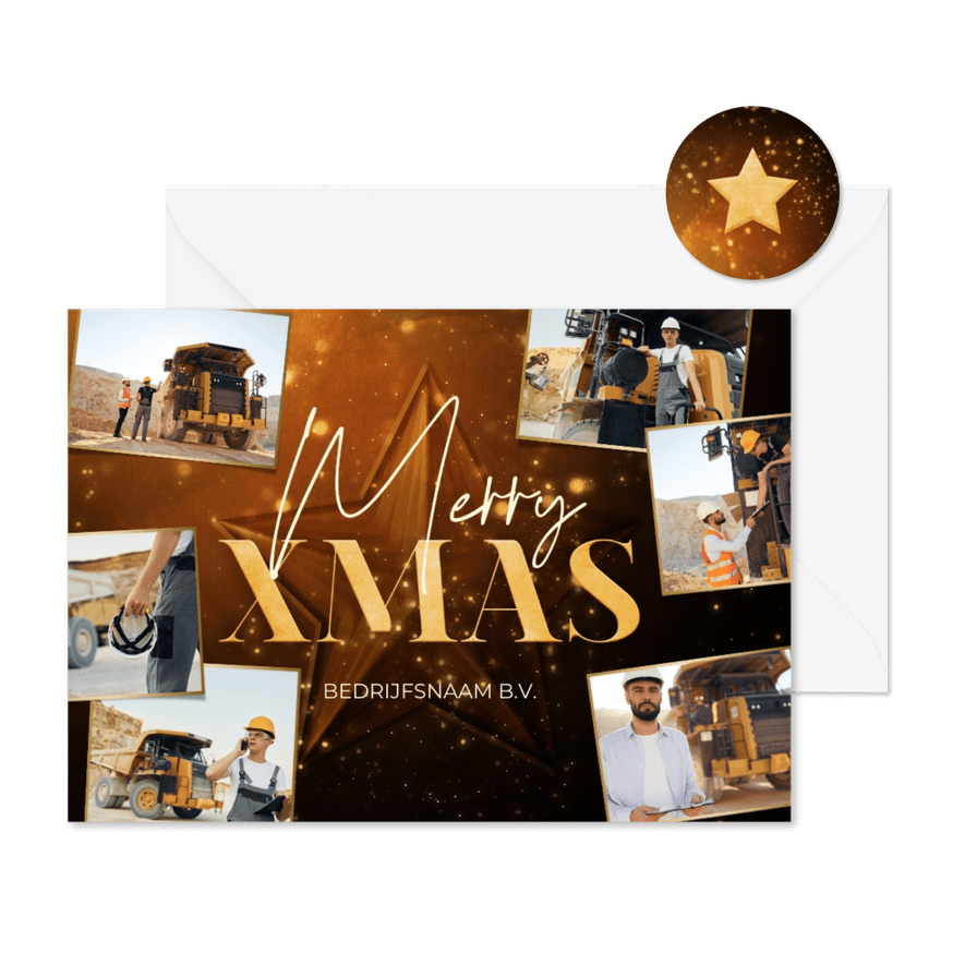 Zakelijke kerst fotocollage sprankelend met ster - Kaartimpressie