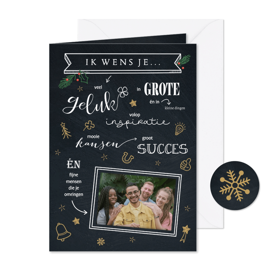 Zakelijke kerst schoolbord tekeningen - Kaartimpressie