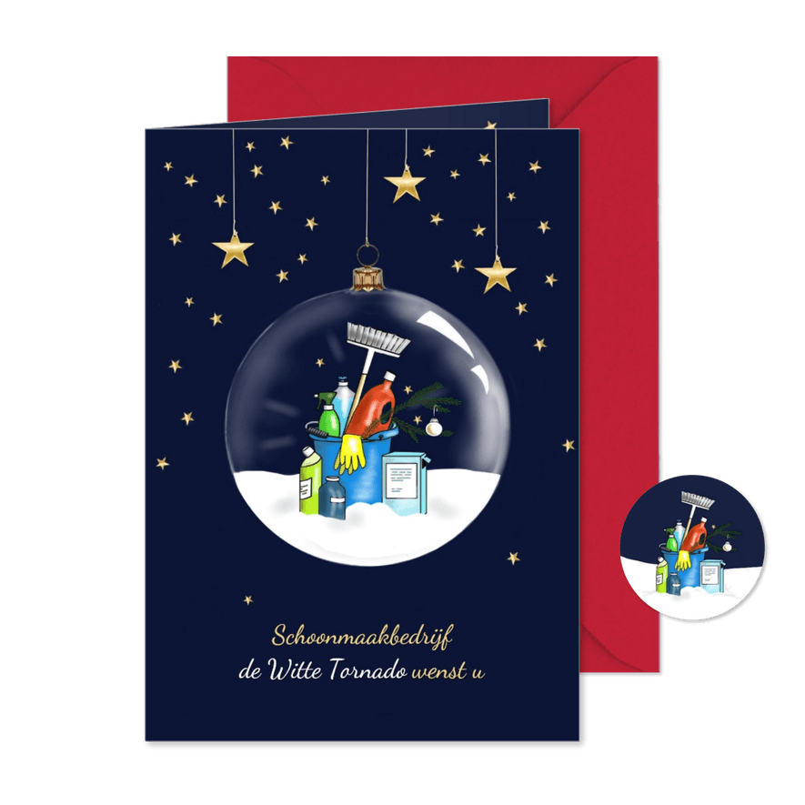 Zakelijke kerst schoonmaak kerstbal - Kaartimpressie