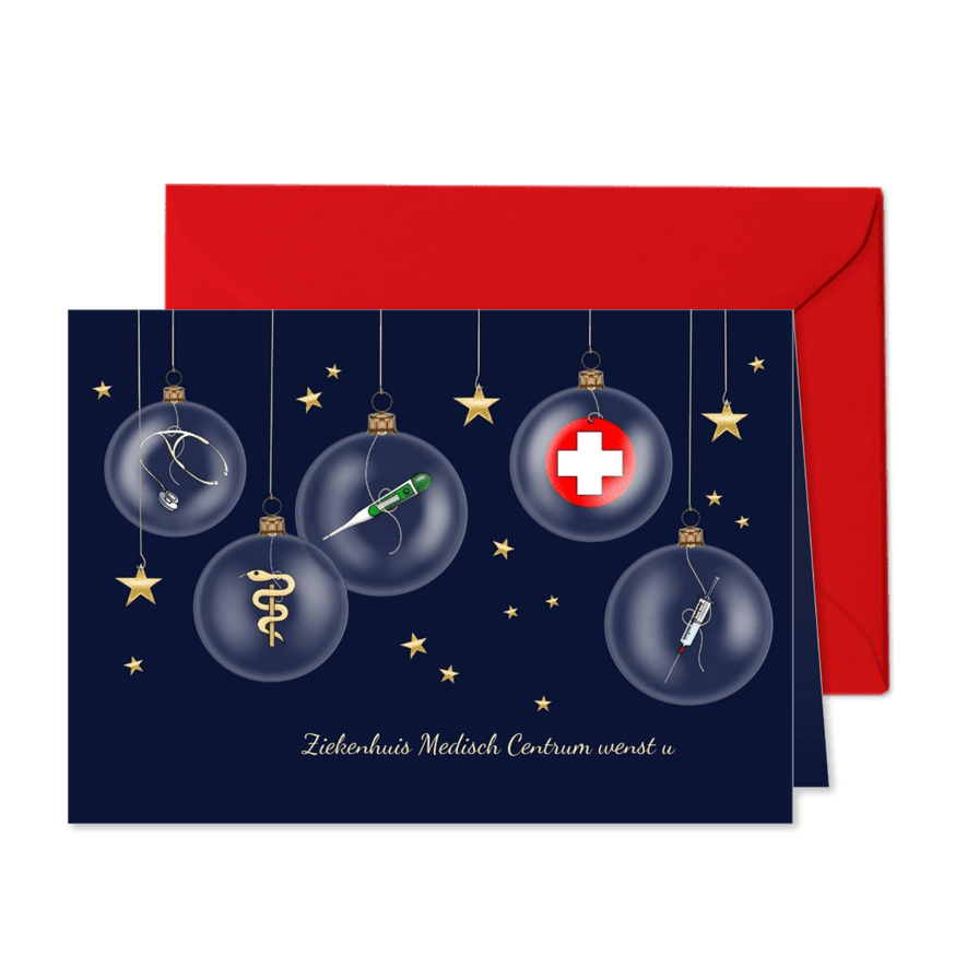 Zakelijke kerst - zorg kerstballen - Kaartimpressie