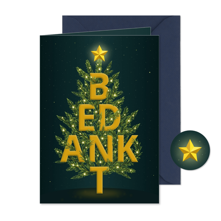 Zakelijke kerstboom bedankt letters - Kaartimpressie