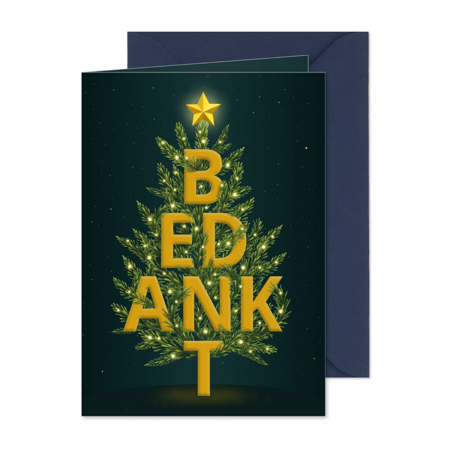 Zakelijke kerstboom bedankt letters - Kaartimpressie