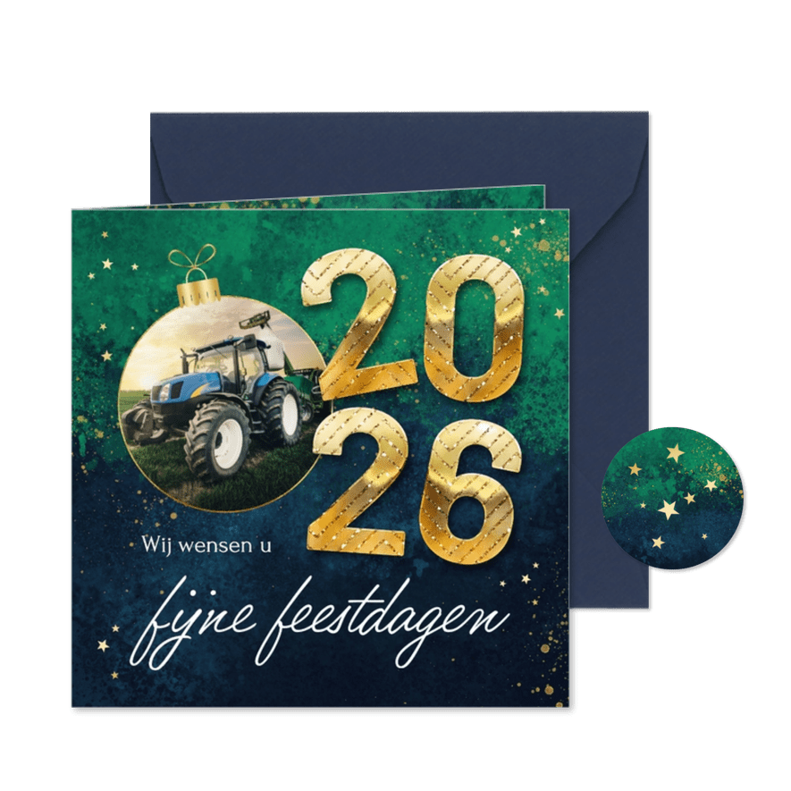 Zakelijke kerstkaart 2026 abstract modern verf kerstbal goud - Kaartimpressie