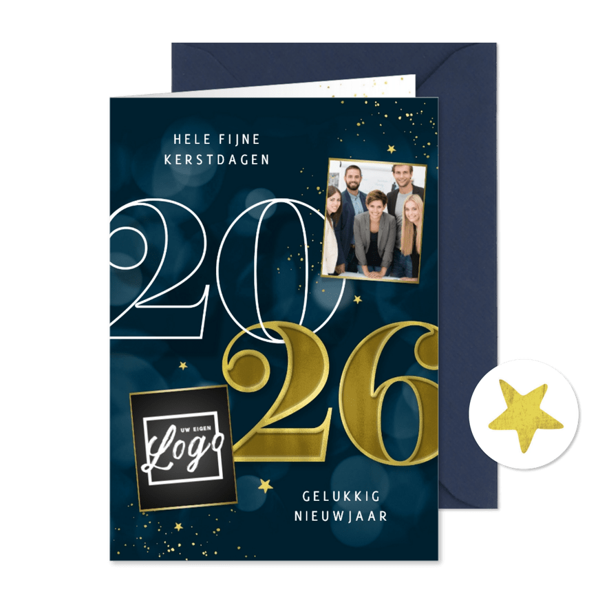 Zakelijke kerstkaart 2026 foto logo beste wensen - Kaartimpressie