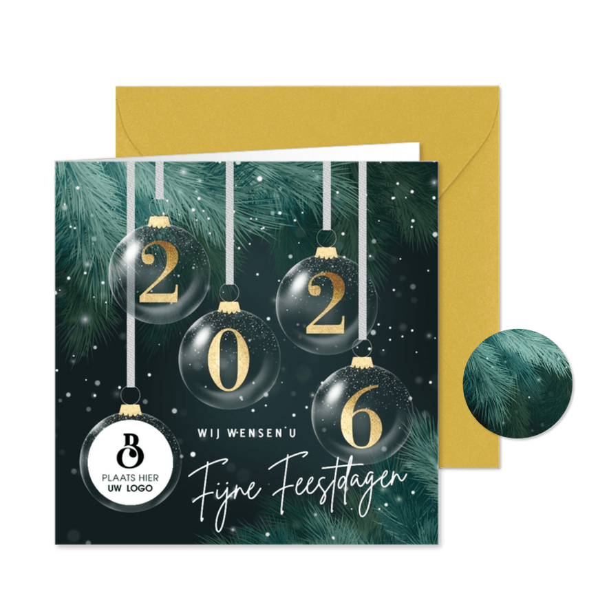 Zakelijke kerstkaart 2026 met logo - Kaartimpressie