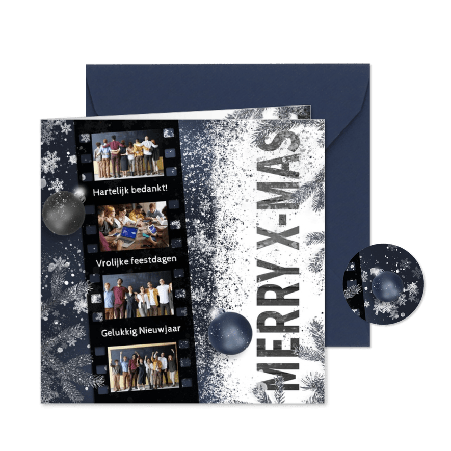 Zakelijke kerstkaart 35mm foto collage winter - Kaartimpressie