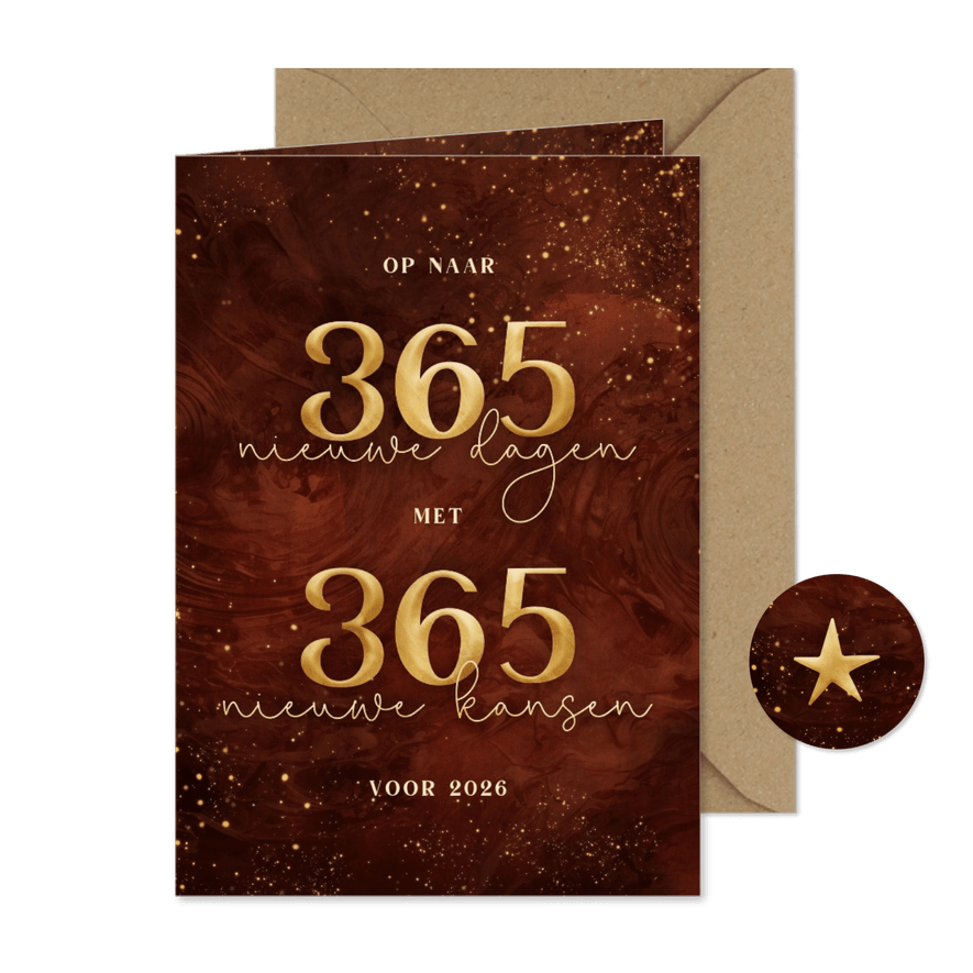 Zakelijke kerstkaart 365 nieuwe kansen rood waterverf - Kaartimpressie