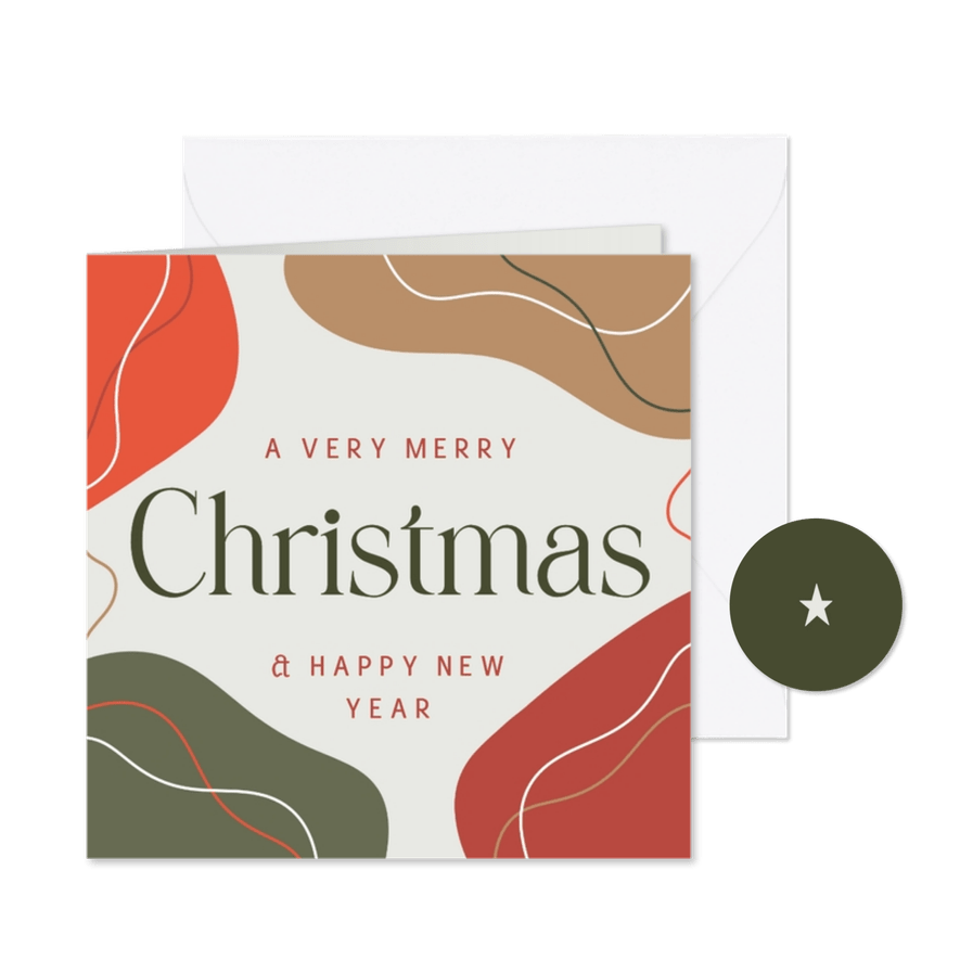 Zakelijke kerstkaart abstracte vormen in kersttinten - Kaartimpressie