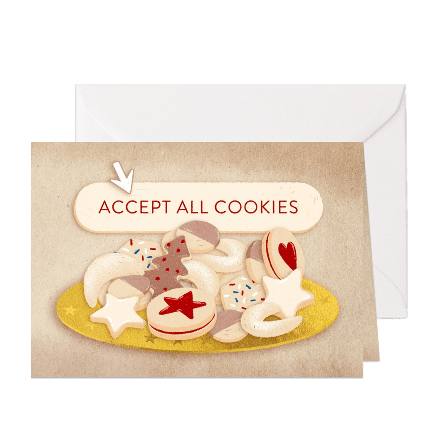 Zakelijke kerstkaart 'Accept all cookies' - Kaartimpressie