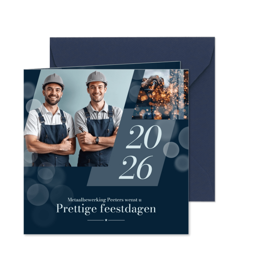 Zakelijke kerstkaart algemeen metaalbewerking bokeh foto - Kaartimpressie