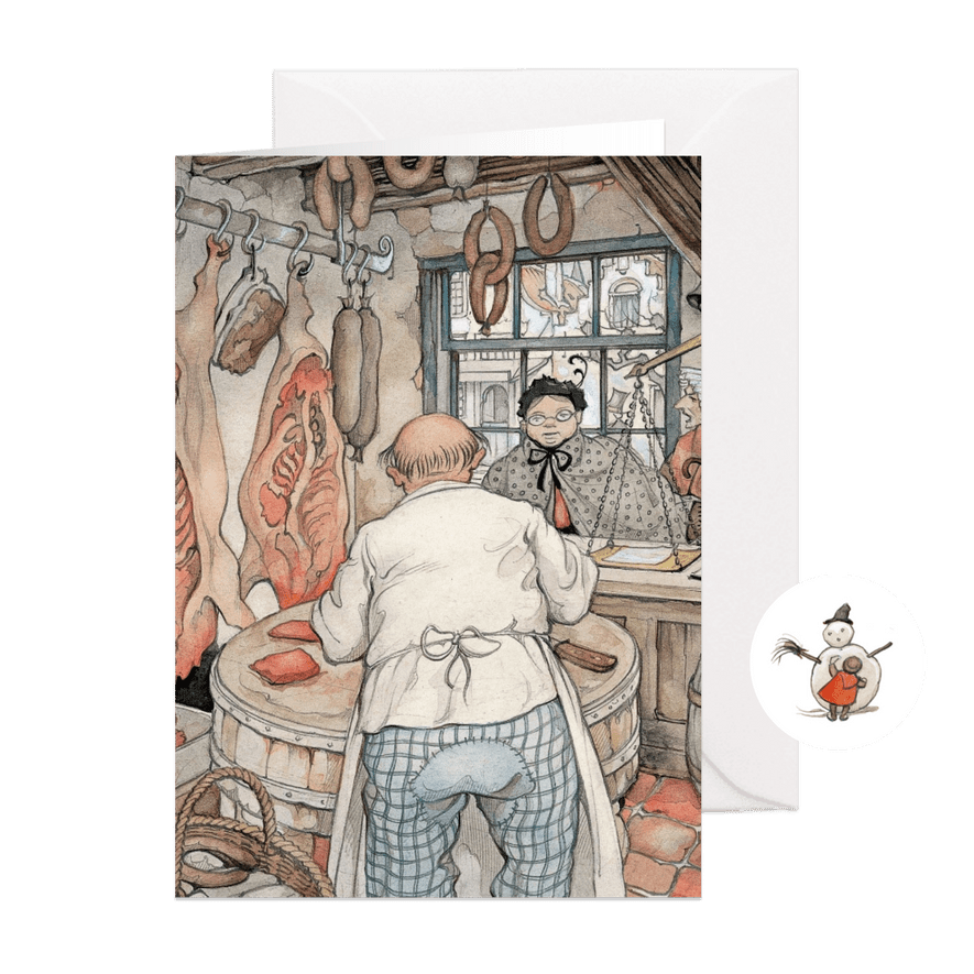 Zakelijke kerstkaart Anton Pieck slagerij - Kaartimpressie