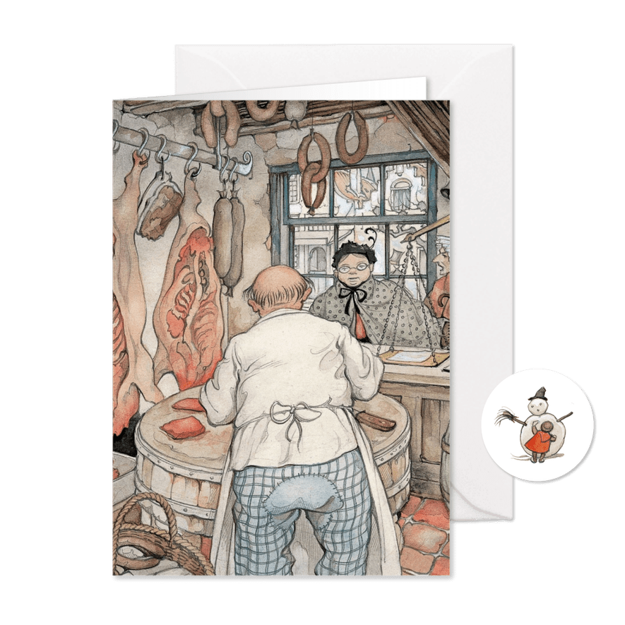 Zakelijke kerstkaart Anton Pieck slagerij - Kaartimpressie