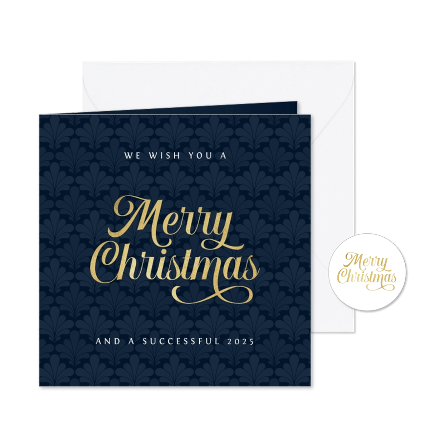 Zakelijke kerstkaart art deco patroon goud merry christmas - Kaartimpressie