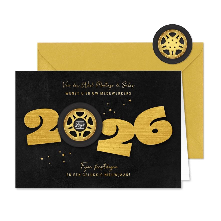 Zakelijke kerstkaart autobedrijf transport sales 2026 goud - Kaartimpressie
