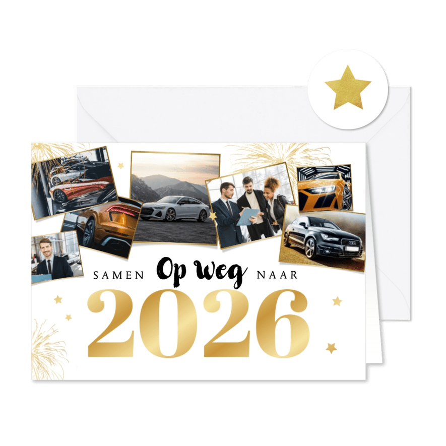 Zakelijke kerstkaart autobranche fotocollage foto's 2026 - Kaartimpressie