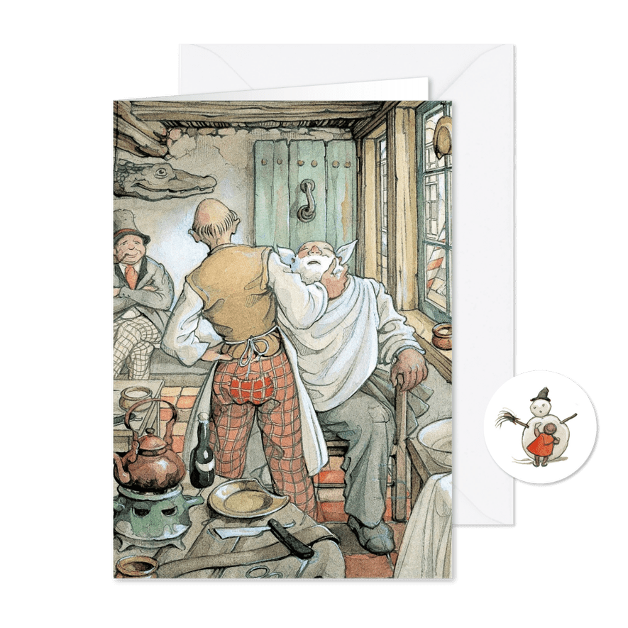 Zakelijke kerstkaart barbier Anton Pieck - Kaartimpressie