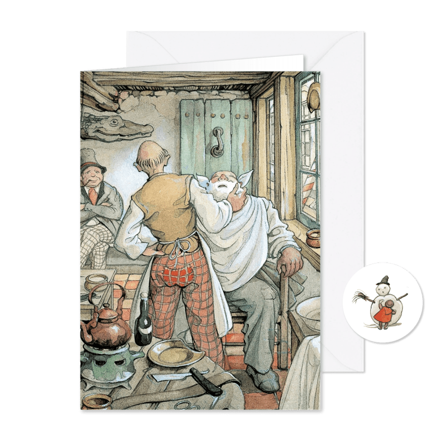 Zakelijke kerstkaart barbier Anton Pieck - Kaartimpressie