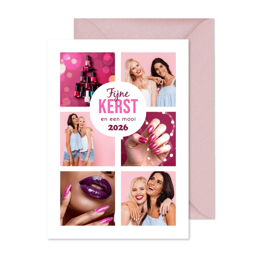 Zakelijke kerstkaart beauty fotocollage nagels make up - Kaartimpressie