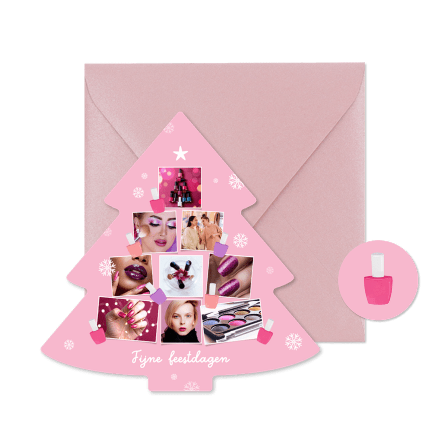 Zakelijke kerstkaart beauty kerstboom nagellak fotocollage - Kaartimpressie