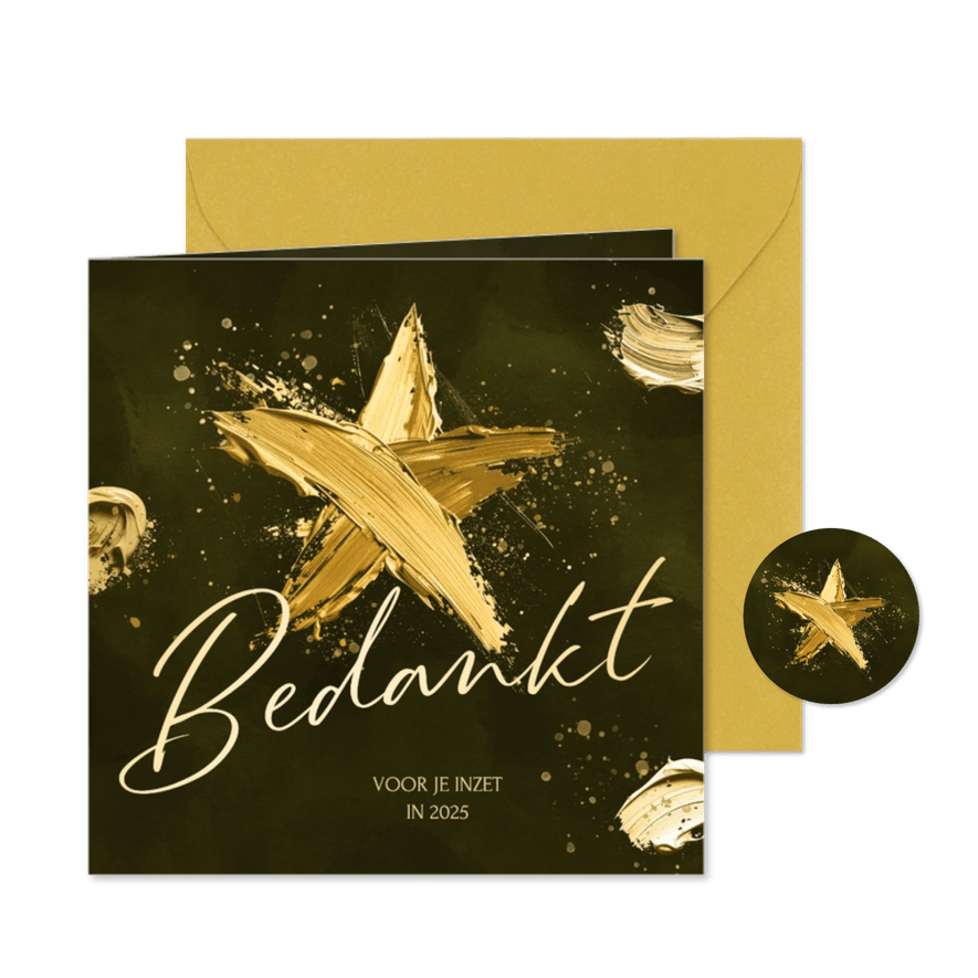 Zakelijke kerstkaart bedankt met geschilderde ster - Kaartimpressie