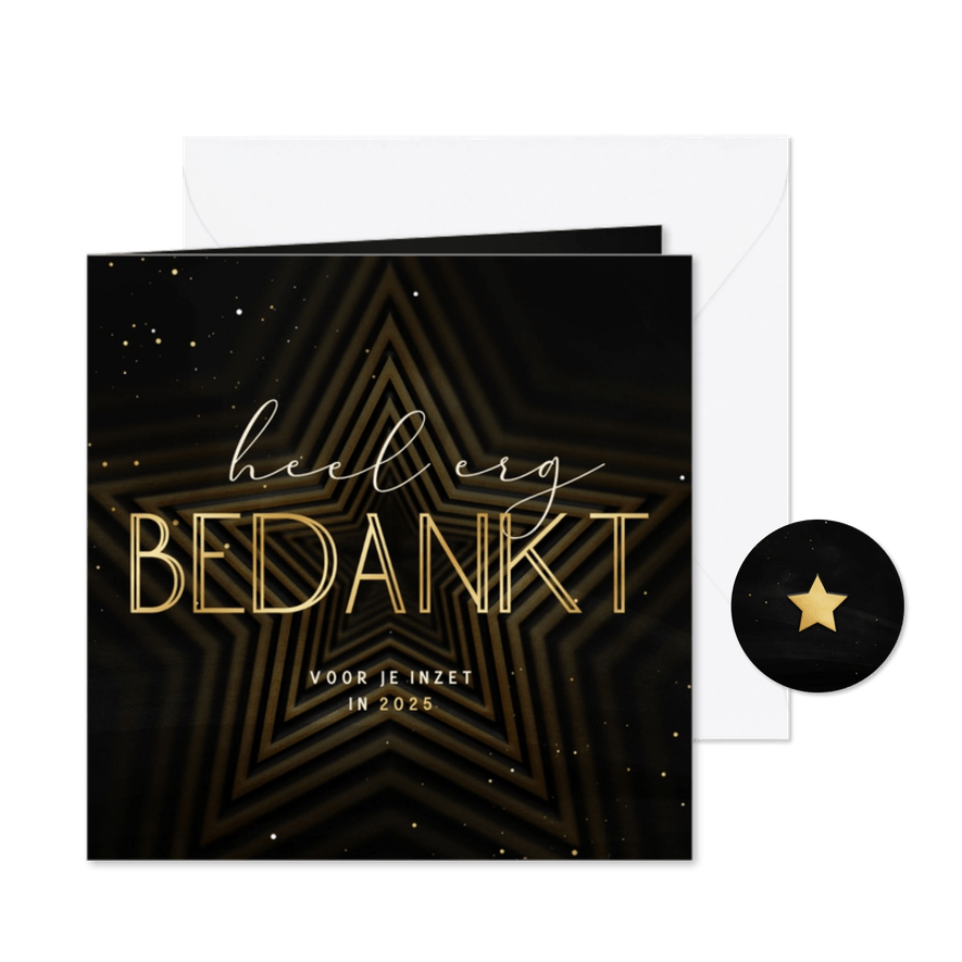Zakelijke kerstkaart bedankt met ster op achtergrond - Kaartimpressie