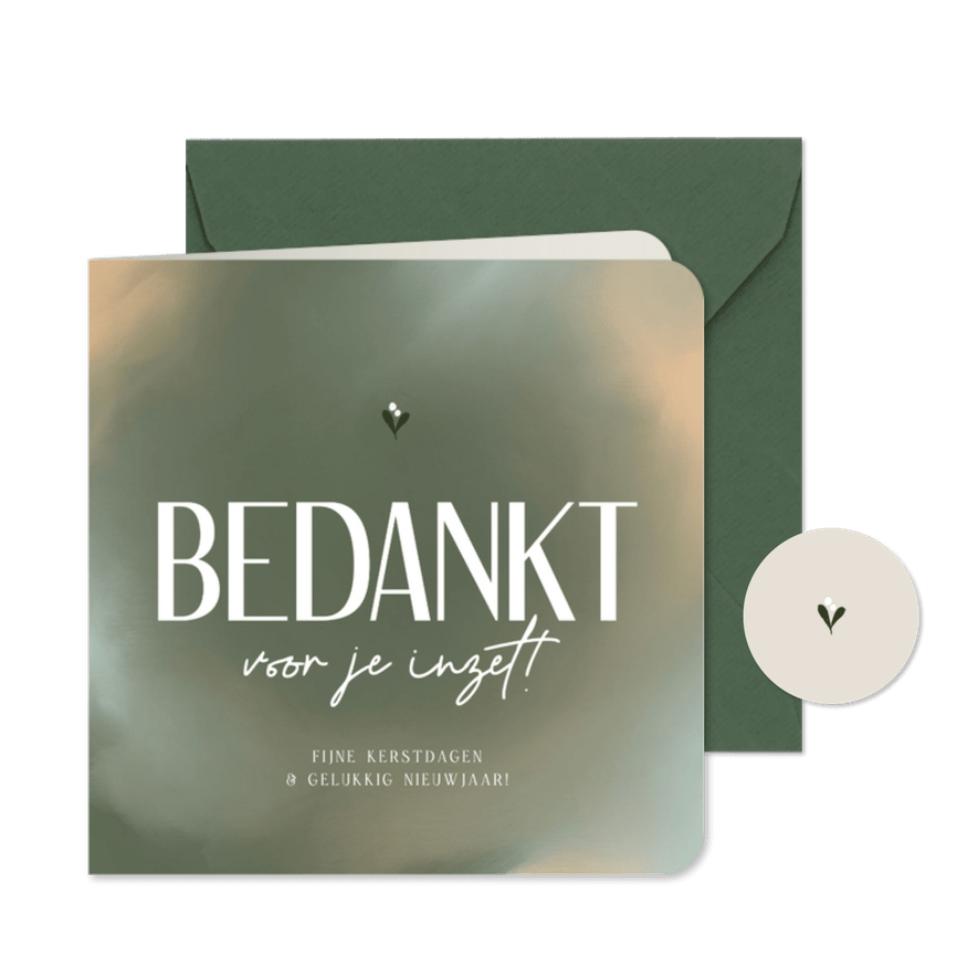 Zakelijke kerstkaart bedankt voor je inzet groen en takje - Kaartimpressie