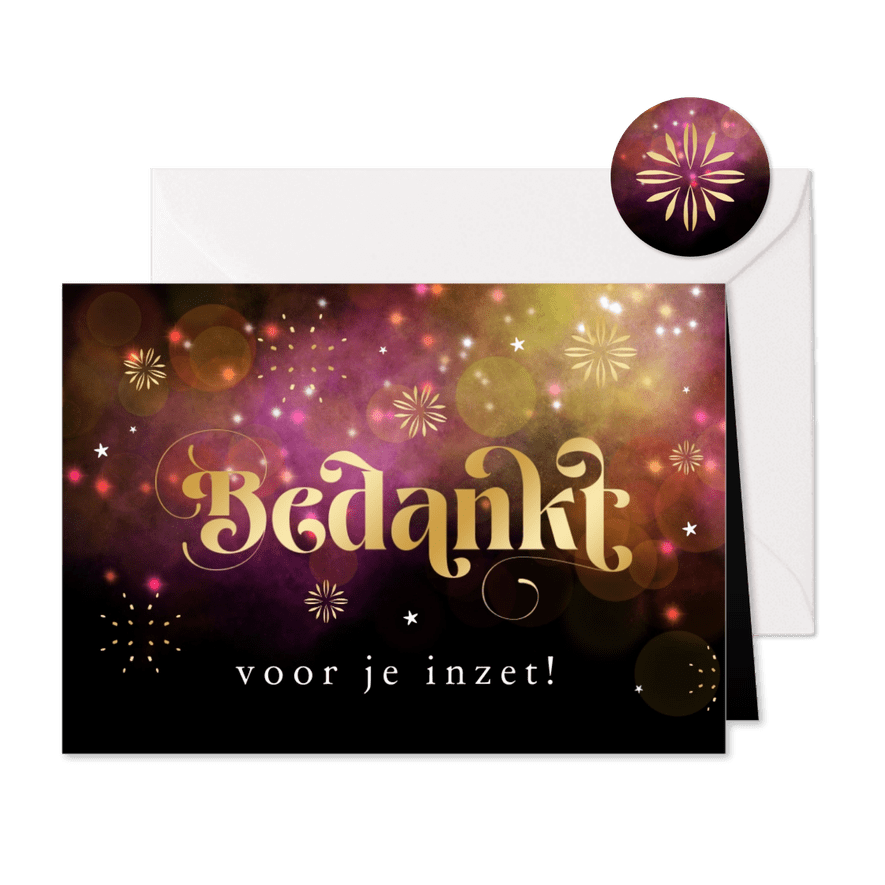 Zakelijke kerstkaart bedankt voor je inzet vuurwerk sterren - Kaartimpressie