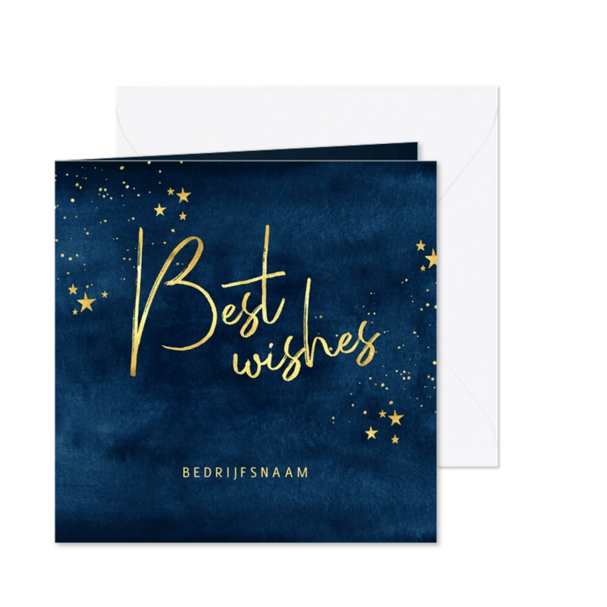 Zakelijke kerstkaart best wishes stijlvol goud spetters - Kaartimpressie