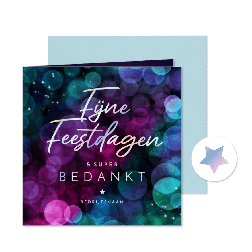 Zakelijke kerstkaart bokeh lichteffect sparkle bedankt - Kaartimpressie