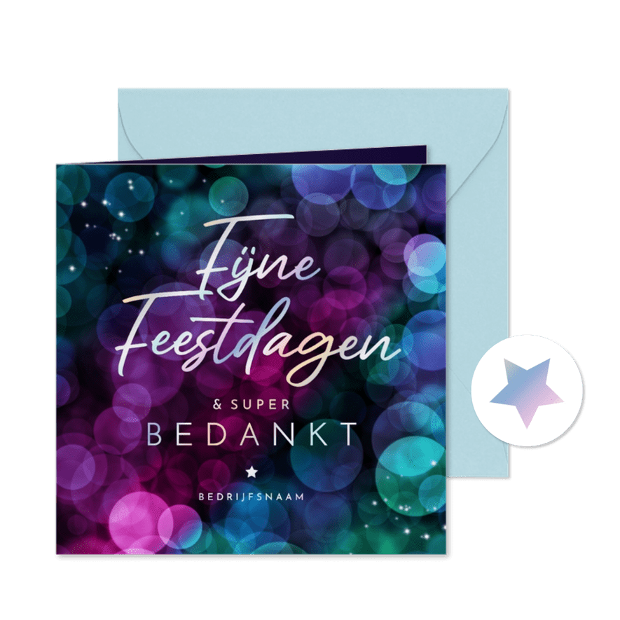 Zakelijke kerstkaart bokeh lichteffect sparkle bedankt - Kaartimpressie